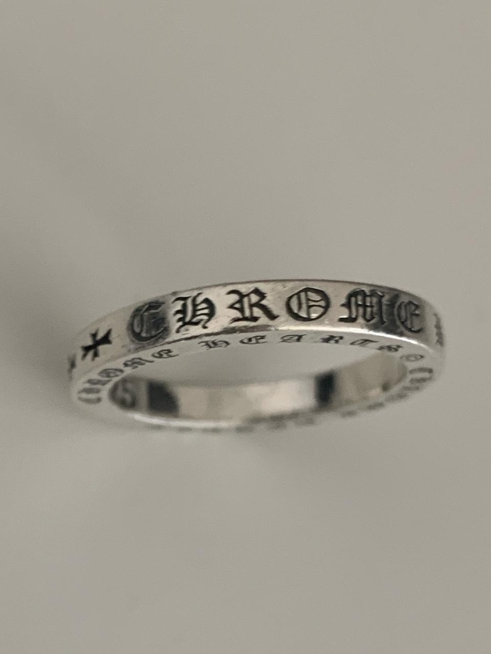 Chrome Hearts Silver Gothic Logo Ring - Silver